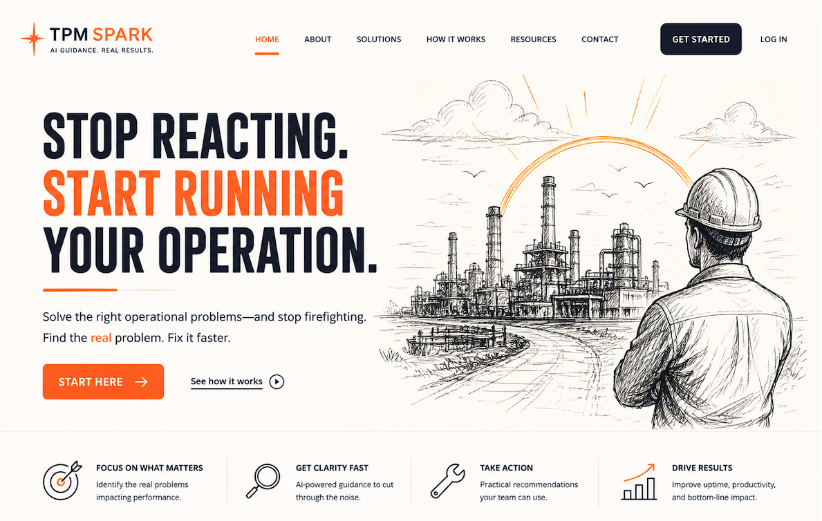 Illustration of a manufacturing plant and plant leader